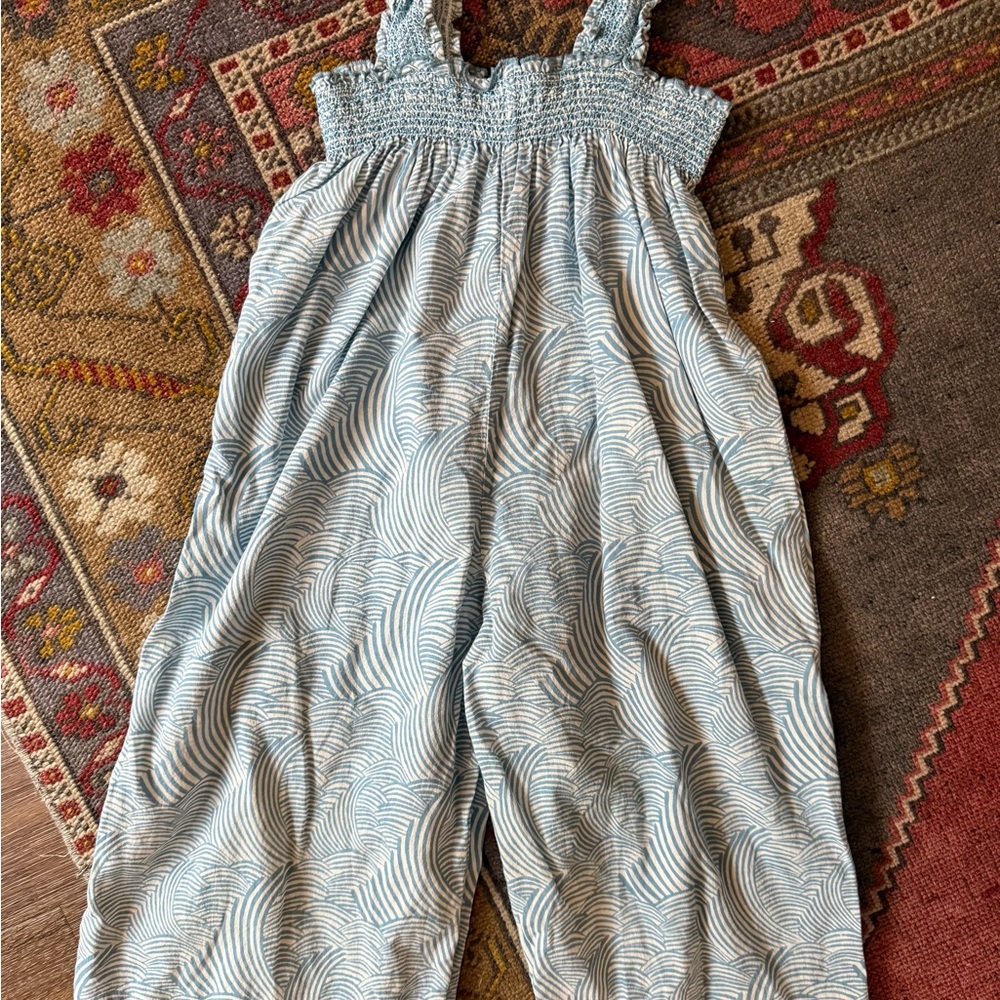 Pink Chicken Blue and White Smocked Dress
